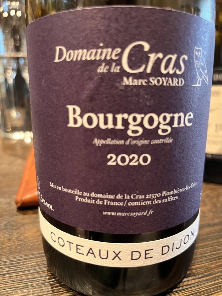 Domaine de la Cras Bourgogne Coteaux de Dijon Rouge 2020