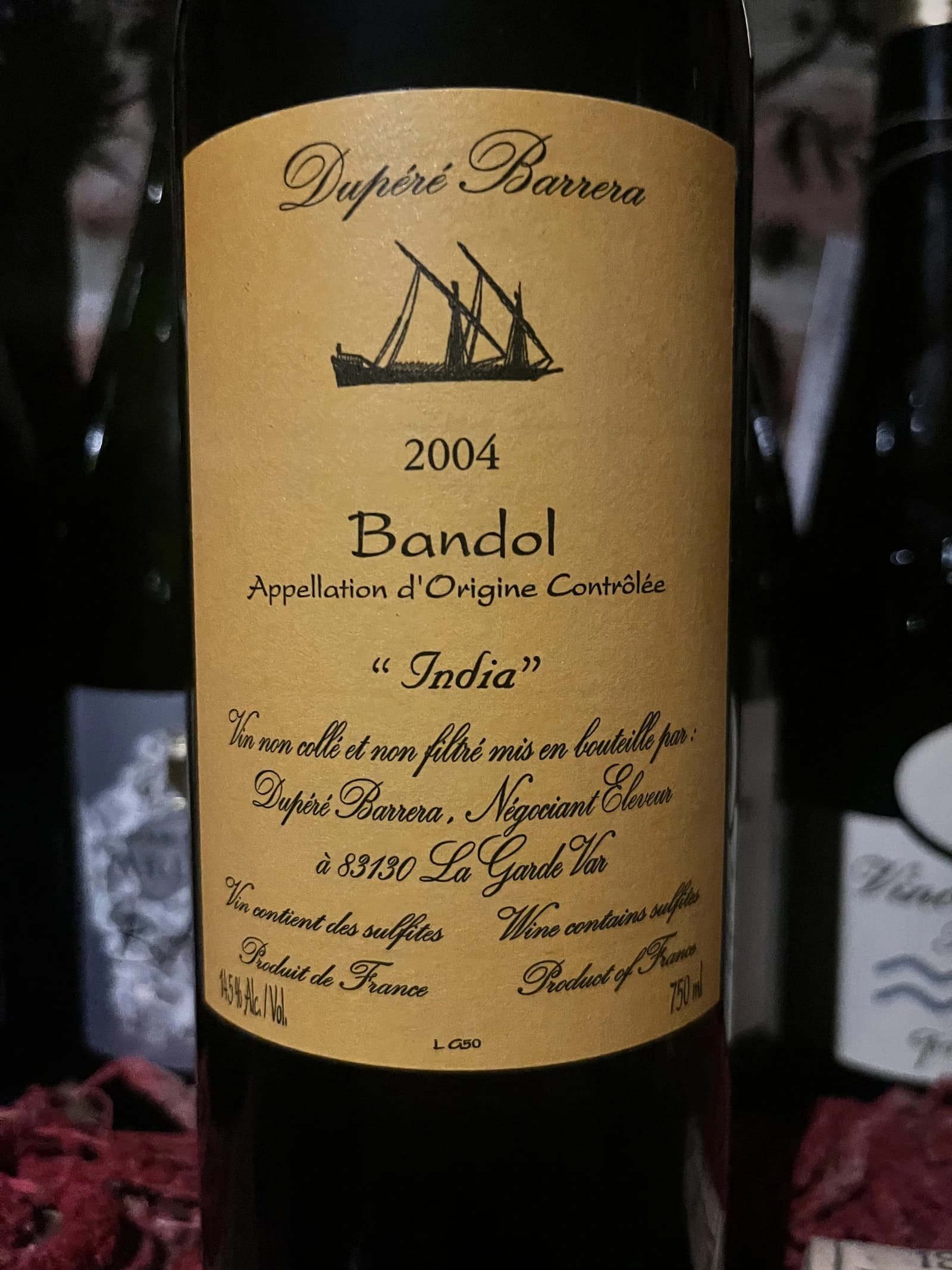 Dupéré Barrera Cuvée India Bandol Rouge 2004