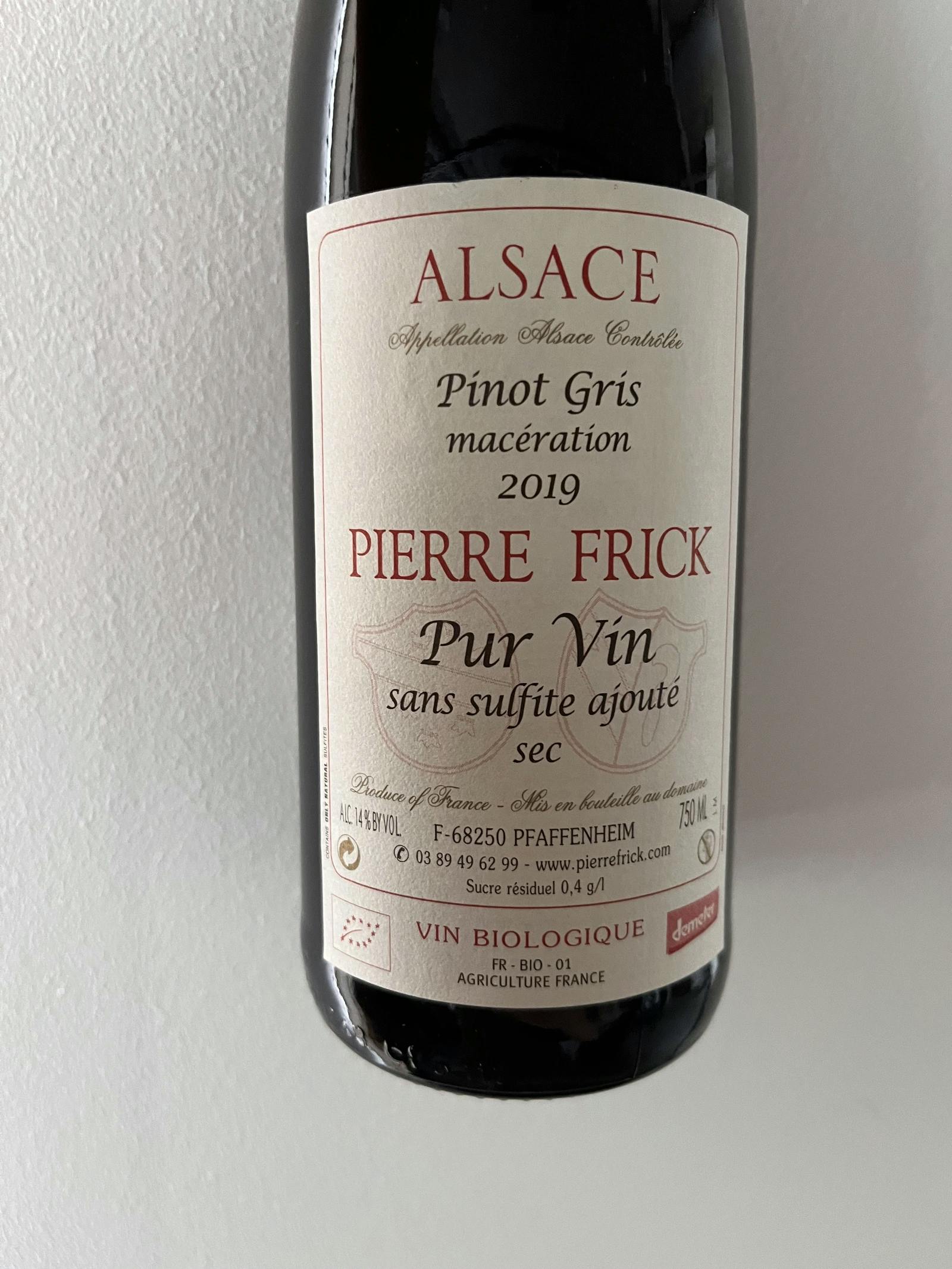 Pierre Frick Pinoit Gris Macération Pur Vin 2019