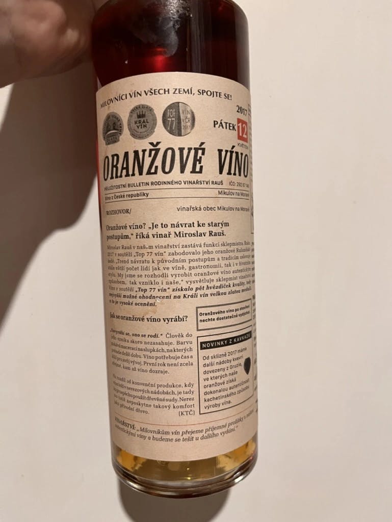 Vinařství Rauš Oranžové Víno Rulandské šedé Kvevri 2019