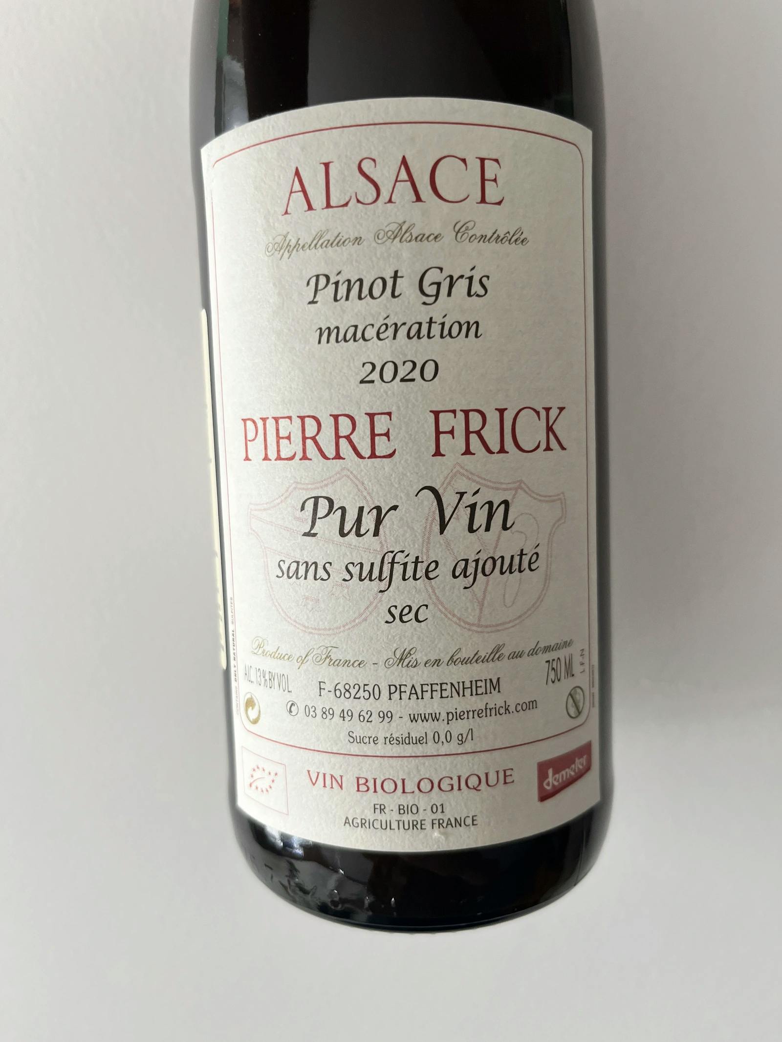 Pierre Frick Pinoit Gris Macération Pur Vin 2020