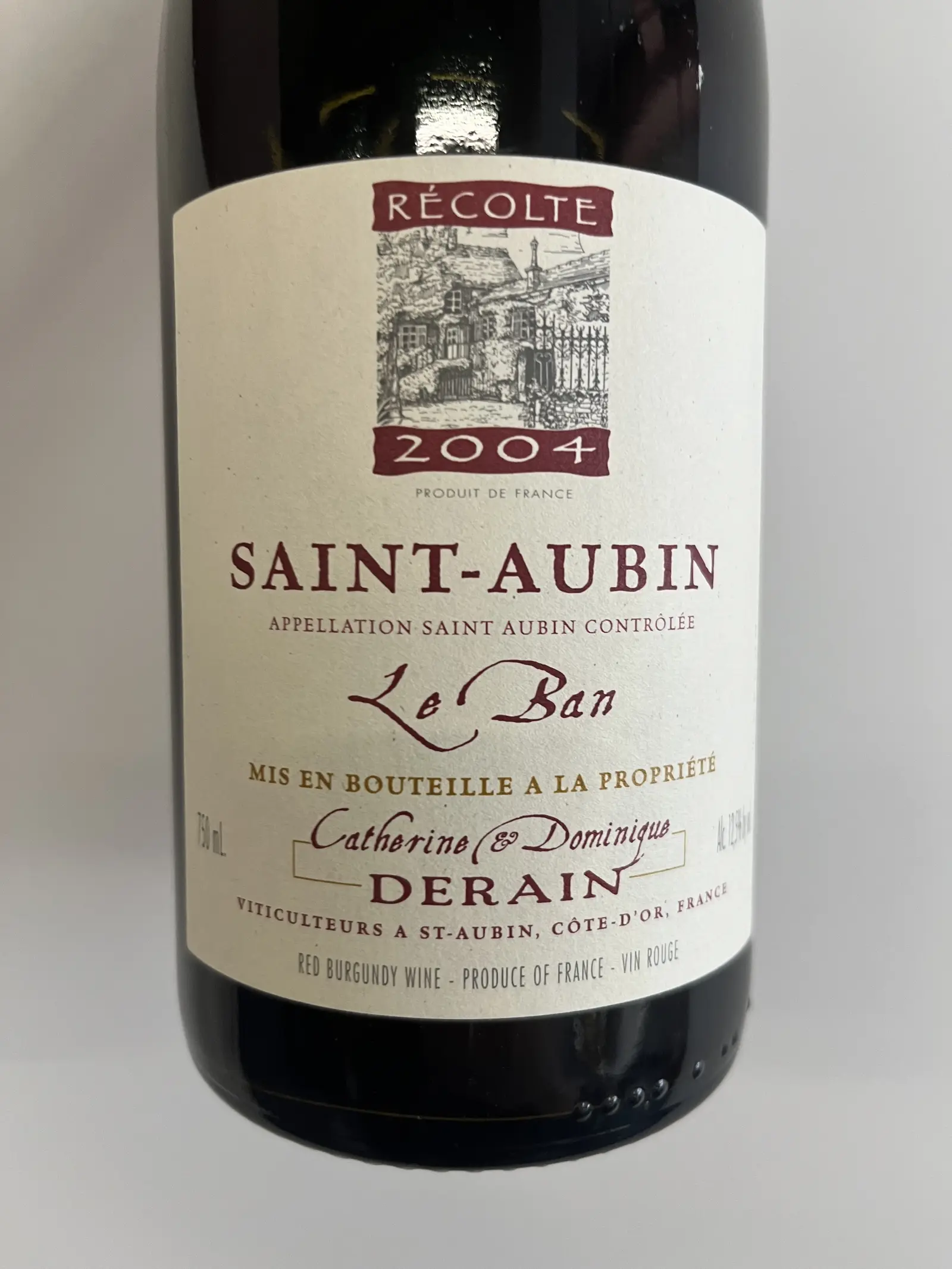 Domaine Derain Saint-Aubin Le Ban 2004
