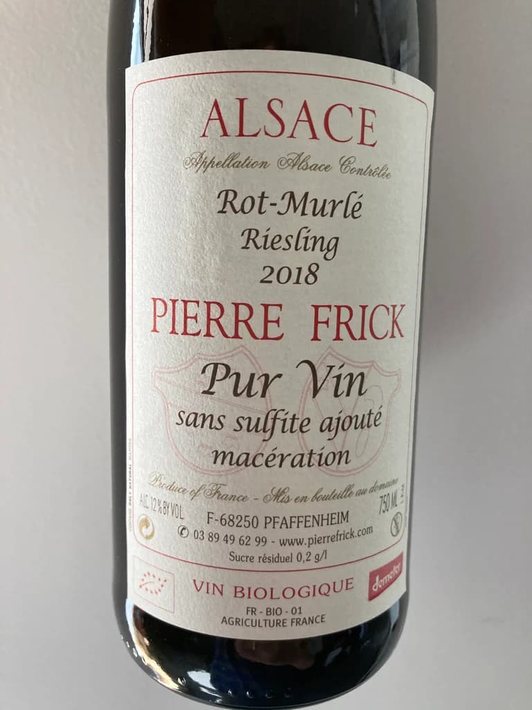 Pierre Frick Rot-Murlé Riesling Macération Pur Vin 2018